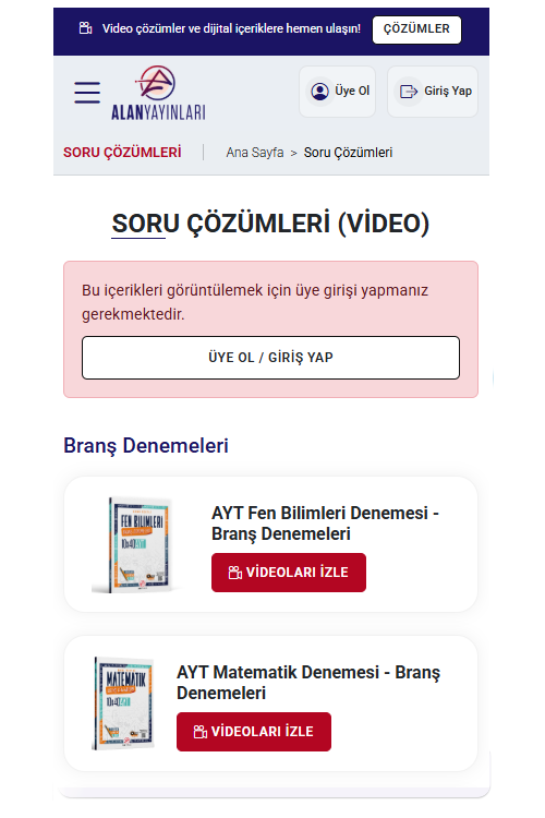 Alan Yayınları Video Çözüm